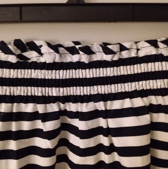 J. Crew Nautical Skirt Black and White Stripes with Elastic Gathered Waistband - Picture 4 of 7